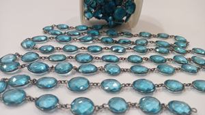 Quartz topaze bleu ciel de forme libre, connecteur à sertir de 12 à 15 mm, chaîne vendue au mètre - Product Image 3