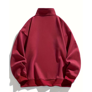 Men's Women's Oversized <b>Mock</b> <b>Neck</b> Half Zip Sweatshirt Plain Minimalist Streetwear Custom Logo Cotton Pullover <b>Top</b> - Product Image 2