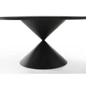 Mesa de Comedor Haven de 59 Pulgadas con Base de Pedestal Negra Ébano y Elegante Diseño Redondo en Forma de Reloj de Arena - Product Image 3