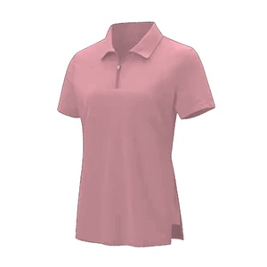 Polo rose à manches courtes pour femme, décontracté, avec quart de zip, haut de golf, vêtement de sport d'été respirant et à séchage rapide, uniforme - Product Image 1