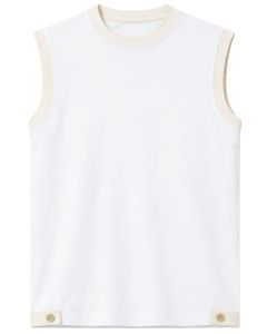 Customized Men White Sleeveless Tank Top And Shorts <b>Set</b> Casual Summer Cotton Outfit Contrast Trim Drawstring Two Piece <b>Set</b> - Product Image 1
