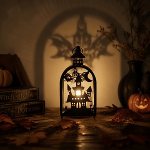Tall <b>Black</b> Moroccan <b>Lantern</b> with Star Cutwork Metal Candle Holder for Elegant Home Wedding and Ramadan Decor - Product Image 4