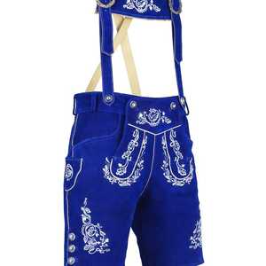 Lederhosen en cuir bleu bavarois de qualité supérieure, tailles européennes 46 à 60 - Product Image 1