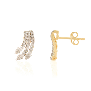 Women's Trendy Unique Design Natural Diamond 14K Solid Yellow Gold Wings Shape <b>Stud</b> <b>Earrings</b> Handmade Latest Jewelry Collection - Product Image 3