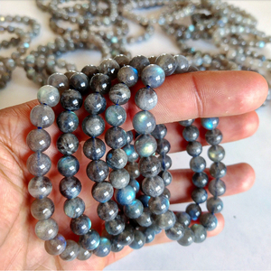 Hermosa Pulsera de Labradorita con Cuentas, Piedra Preciosa Natural, Cuentas Redondas Pulidas Multicolor, Joyería de Cristal Curativa, Venta al por Mayor África - Product Image 1