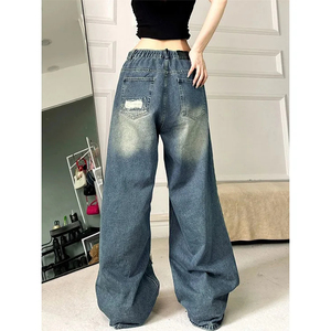 Custom Made Winter Women's Baggy <b>Flare</b> <b>Jeans</b> Eco-Friendly Waterproof Breathable High Quality Distressed Denim Wholesale Low - Product Image 4