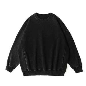 Sweat-shirt à capuche délavé pour homme, 100% coton, logo personnalisé, style vintage, manches longues, streetwear - Product Image 3