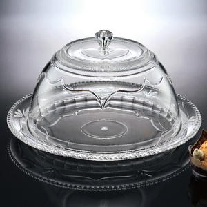 Support à gâteau rond en acrylique transparent de 12 pouces avec cloche en forme de cloche, motif diamant, pour servir - Product Image 4
