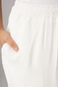 Breezy Khadi Cotton Yarn Dyed Palazzo Pants Relaxed Fit White Wide Leg Tasselled <b>Lounge</b> <b>Trousers</b> - Product Image 5
