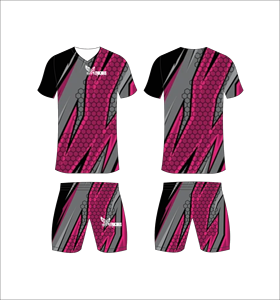 Conjunto de Camiseta de Fútbol Sublimada Ferocious para Hombre, Cuello en V, Manga Corta, Absorbe la Humedad, Patrón Geométrico, Ajuste Atlético para Todas las Temporadas - Product Image 1