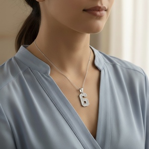 Diamtrendz Lucky Number 6 <b>Pendant</b> Chain Rhodium Plated Hiphop Style 925 Silver Zircon 10K 14K 18K <b>Solid</b> <b>Gold</b> - Product Image 2