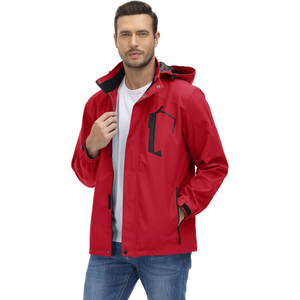 Waterproof Windproof <b>Rain</b> <b>Jacket</b> For <b>Men</b> <b>Lightweight</b> Breathable Outdoor Coat for Camping Travel Running Trekking with Adjustable - Product Image 3