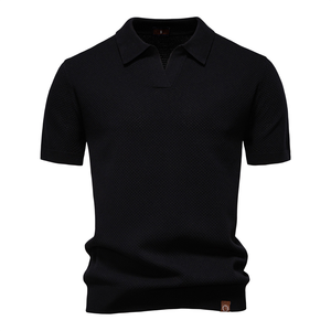 T-shirt en tricot à col business de haute qualité pour homme, manches courtes, été - Product Image 2