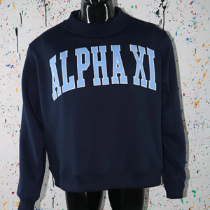 Sweat-shirt à col montant ALPHA XI BLEU 100% BLEU CIEL avec broderie appliquée, col large, URBAN PRODUCTIONS - Product Image 1