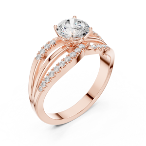 แหวนหมั้นเพชรรัสเซีย 14K โรสโกลด์ ดีไซน์มินิมอลคลาสสิก ประดับเพชรแล็บโกรว์ รุ่น Eterna Twist แหวนเพชรแบบทวิสต์ที่ดูดีเหนือกาลเวลา - Product Image 2