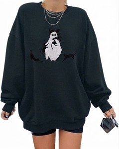 Custom Wholesale Blank oversized <b>hoodie</b> Women <b>Halloween</b> sweatshirt ghost print fleece long sleeve pullover unisex streetwear - Product Image 3