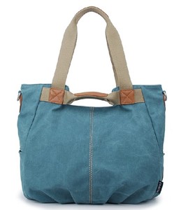 Sac fourre-tout en toile noir et marron avec blocs de couleur, fermeture éclair, taille moyenne, usage quotidien, poignée longue - Product Image 2