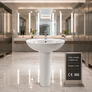 Lavabo de pedestal de cerámica ecológico Dragon One Piece con descarga ciclónica, trampa S y trampa P, para aseos escolares, garantía de 5 años - Product Image 6