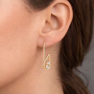 Pendientes Colgantes de Moda de Oro Sólido de 10K con Diseño de Imperdible y Diamantes Cultivados en Laboratorio, Pendientes Colgantes Tipo Clip, Regalo para Ella - Product Image 4