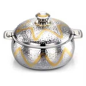 Cazuela de Lujo de Latón Martillado para Roti con Tapa Plana de Acero Inoxidable, Doble Asa, Olla Caliente para Chapati, Calentador de Alimentos, Tazón para Servir - Product Image 5