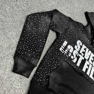 Rexfit Sports Hoodie Men's <b>Black</b> Dot Print Streetwear Regular Fit Knitted Polyester <b>Sweatshirt</b> with Front Pocket - Product Image 4
