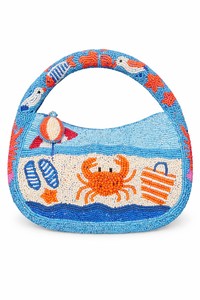 Sac à main perlé au design 'Beach Vibes', détail de sac à main en gros plan, parfait pour les soirées, les mariages et un usage quotidien, disponible à la vente. - Product Image 2