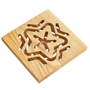 Socle rond en bois fantaisie, résistant à la chaleur, support de casserole moderne à découpes géométriques, dessous de plat, accessoire de cuisine pour casseroles et poêles chaudes - Product Image 6