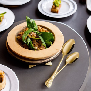 ชุดช้อนส้อมสแตนเลสชุบทองหรูหรา 5 ชิ้น ดีไซน์ดั้งเดิม แข็งแรงทนทาน พร้อมมีด ส้อม ช้อน ราคาสุดคุ้ม - Product Image 1