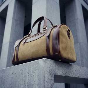 Heavy Duty Canvas Genuine <b>Leather</b> Travel <b>Bag</b> Vintage Unisex Large Capacity Weekender <b>Duffel</b> Luggage <b>Bag</b> LCTB-0175 - Product Image 2