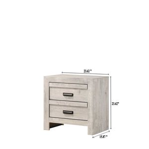 Comodino Contemporaneo in Legno con Finitura Beige Grigio Rustico, Tavolino da Camera da Letto con Due Cassetti Portaoggetti - Product Image 5