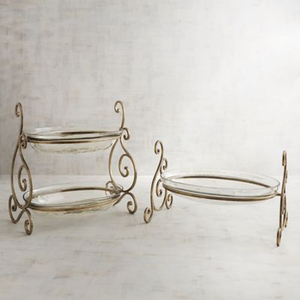 Support à gâteau en bois à deux niveaux de haute qualité avec base en métal en forme de branche, rond, réutilisable, pour une présentation élégante, décoration intérieure. - Product Image 3