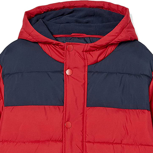 Men's <b>Red</b> Color Blocking Puffer <b>Jacket</b> <b>Hooded</b> Windproof Thick Polyester Winter Casual Regular Fit 2026 - Product Image 4