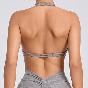 Sujetador deportivo de nailon y elastano de alta resistencia, talla grande, con cremallera frontal, ajuste ceñido, transpirable y de secado rápido para yoga. - Product Image 2