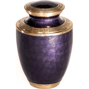 Granite Style Grey Cremation Urn with Gold Band Accent for Classic and Dignified <b>Memorial</b> - Product Image 6