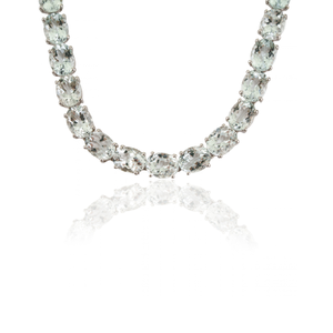 Collar de tenis de plata de ley 925 maciza con gema de aguamarina natural de corte ovalado para mujer, ¡gran oferta! - Product Image 3