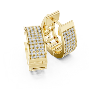 Boucles d'oreilles créoles de luxe en or jaune 14 carats avec diamants de laboratoire pour femme, micro-pavé premium, taille brillant rond - Product Image 3