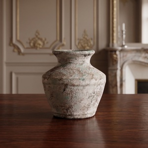 Antique Speckled Clay <b>Ceramic</b> <b>Vase</b> with Handles Rustic Design Handmade Tabletop <b>Vase</b> for Home Decor - Product Image 2