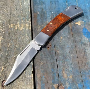 Couteau pliant artisanal en acier au carbone, manche ergonomique en bois, couteau de poche pour usage quotidien, fabricant OEM - Product Image 3