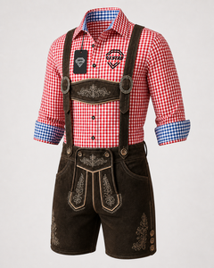 Lederhosen Premium Alemanes para Oktoberfest, Pantalones Cortos de Cuero Genuino para Hombre, Disfraz Tradicional Bávaro para Festival de la Cerveza, Venta al Por Mayor - Product Image 1