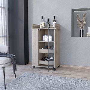 Grigio chiaro salice parco porta porta porta porta porta con supporto bottiglia e ruote per bevande Set di servizio - Product Image 2