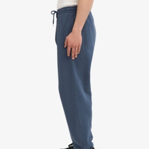 Pantalon de survêtement en coton bleu marine pour homme, taille élastique avec cordon de serrage, décontracté, mi-lourd, tricoté, pour l'automne - Product Image 4