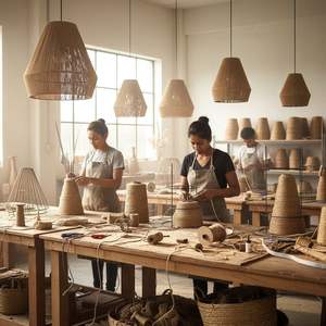 Abat-jour en rotin fait main, abat-jour tissé naturel pour lampe suspendue, lampe de table et lampe sur pied, décoration bohème pour la maison, éclairage - Product Image 6