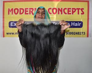 Cabello Humano Remy Virgen Indio al por Mayor, Sin Procesar, con Cutícula Alineada, Cierre de Encaje Transparente 4x4, Liso, Color Negro - Product Image 1