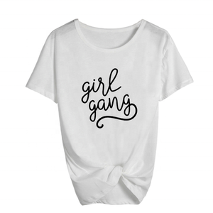 เสื้อยืดแขนสั้นสีดำพิมพ์ลายแก๊งสาว คอกลม ทรงหลวม ลำลอง ผ้าเจอร์ซีย์ถัก ผ้าฝ้าย เสื้อผู้หญิง - Product Image 2