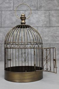 Lanterne en fil métallique personnalisée en forme de cage à oiseaux avec découpes de papillons, décoration shabby chic pour la maison et le jardin, cage à oiseaux décorative de table - Product Image 2