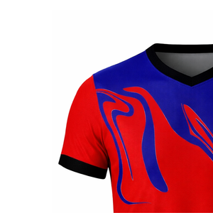 Maillot de football pour homme en polyester de qualité supérieure, col en V, vêtements de sport, couleur et motif du tissu personnalisés, uniforme de football. - Product Image 5