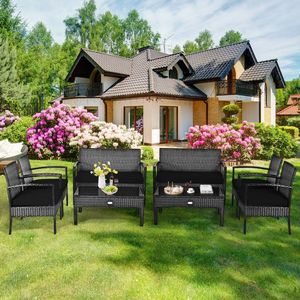 Set di Mobili da Giardino in Rattan a 4 Pezzi con Divanetto e Tavolo Imbottiti per il Massimo Comfort - Product Image 5