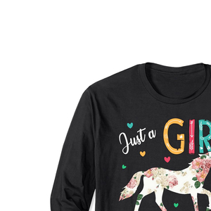 Just a Girl for Loves Horses T-shirt décontracté à manches courtes pour hommes, col rond, 100% coton, avec logo sur le devant - Product Image 5
