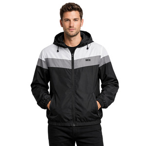 Chaquetas para Hombre, Cortavientos con Capucha y Bloques de Color, Ligeras, Resistentes al Agua, Casuales, para Exteriores, con Logotipo Personalizado, Suministro al por Mayor - Product Image 1