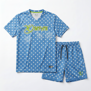 Conjunto de Camiseta y Pantalones Cortos de Voleibol con Diseño de Pinceladas de Mandarina, Personalizado al por Mayor, de Alta Calidad, OEM, Antiencogimiento, Uniforme de Equipo, Sublimación - Product Image 1